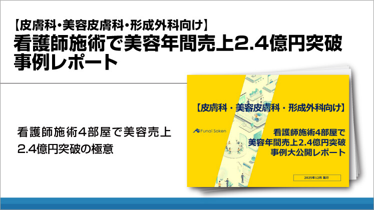 【皮膚科・美容皮膚科・形成外科向け】看護師施術で美容年間売上2．4億円突破事例レポート