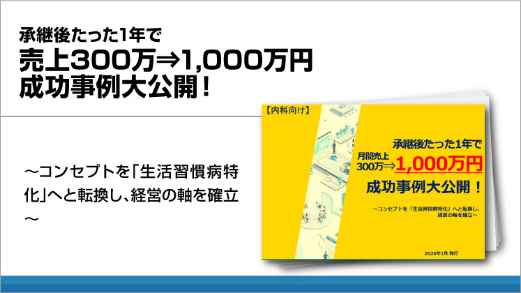 【内科向け】承継後たった1年で売上300万⇒1000万円