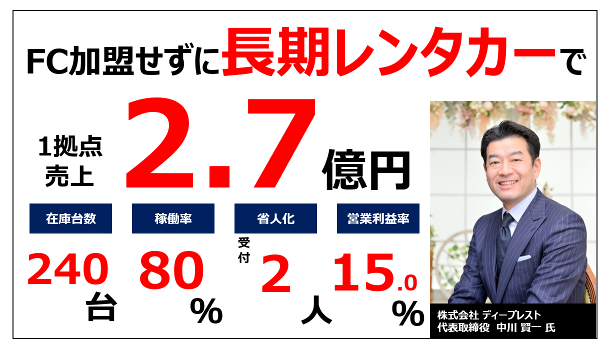 長期レンタカー事業で売上2.7億円達成セミナー