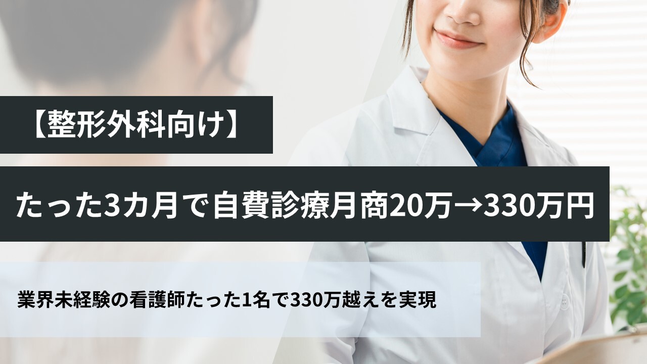 【整形外科向け】たった3カ月で自費診療月商20万→330万円