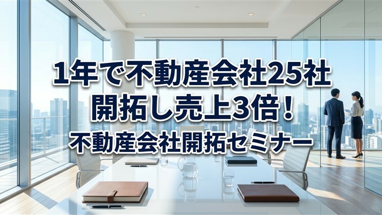 1年で不動産会社25社開拓し売上3倍！不動産会社開拓セミナー
