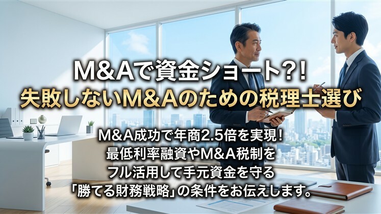 M&Aで資金ショート？！失敗しないM&Aのための税理士選び