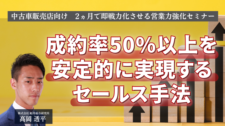 中古車販売店向け　2ヵ月で即戦力化させる営業力強化セミナー