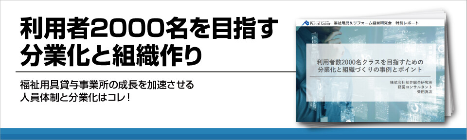 利用者2000名を目指す分業化と組織作り