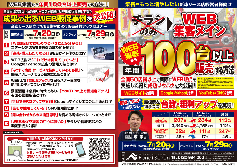 新車リース店向けweb集客による販売台数アップセミナー 船井総合研究所