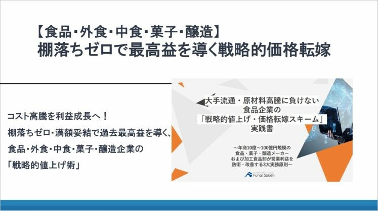 【食品・外食・中食・菓子・醸造】棚落ちゼロで最高益を導く戦略的価格転嫁