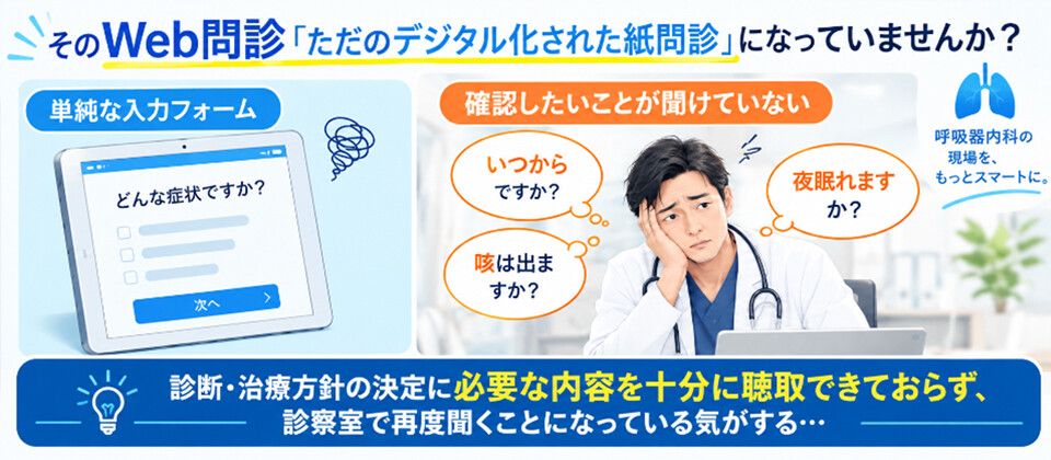 【呼吸器内科】Web問診で診察の二度手間ゼロ!効率化ソリューション